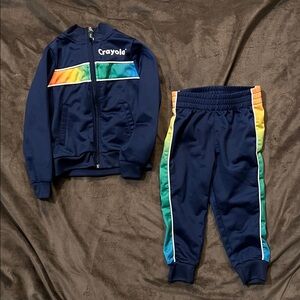 Toddler Crayola Navy Sweatpants with Rainbow Side Stripes 2T